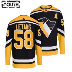 Dresovi Pittsburgh Penguins Kris Letang 58 Adidas 2022-23 Reverse Retro 2.0 Crno Authentic - Dječji